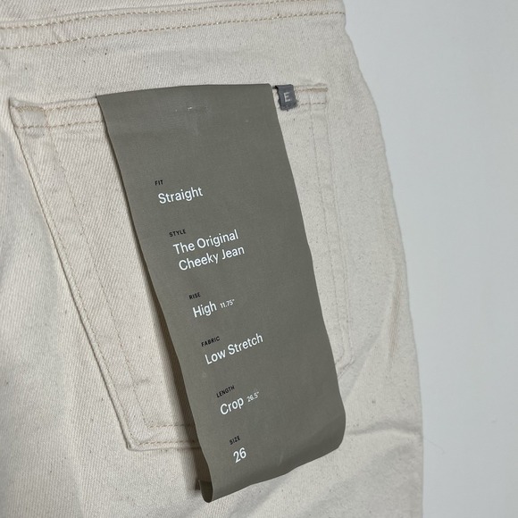 Everlane The Original Cheeky Crop Jeans Ecru Womens 26 High Rise Straight Fit - Picture 6 of 7